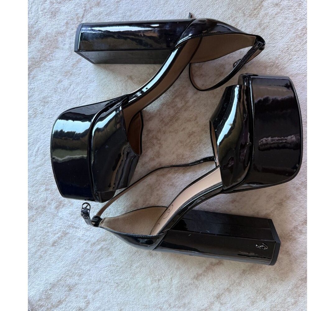 St. John Black - Patent Platform Heels Size 8 - EU 38.5 - Ankle Strap 6”